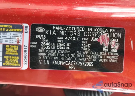 2019 Kia Sportage Lx from USA, damaged, VIN KNDPMCAC7K7572965